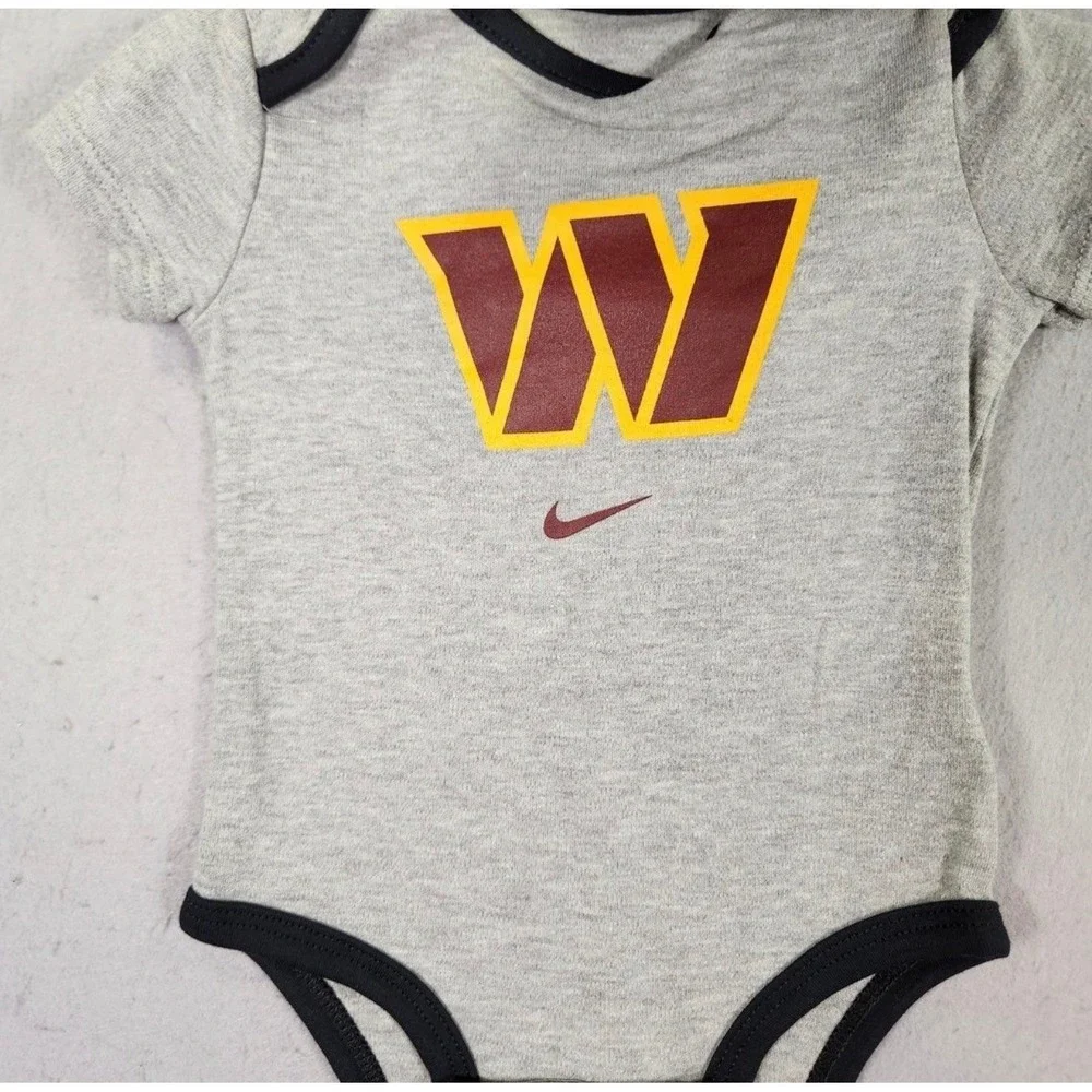 Nike Creeper Set Baby 6/9M Black Grey NWT Washington Commanders NFL Bodysuit
